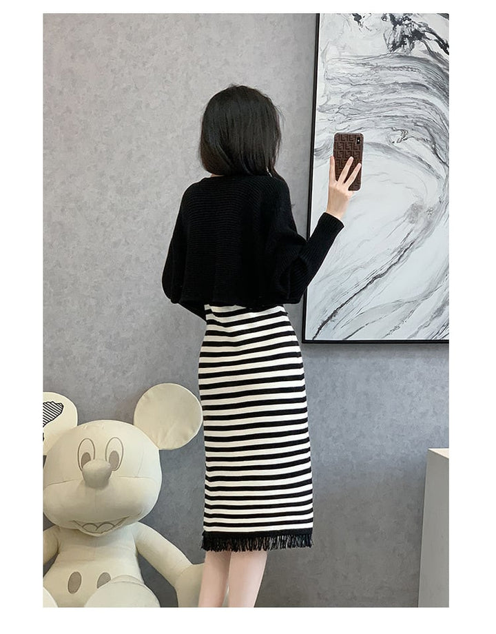 【set】ニットカーデ×ベストワンピースセット　M26253