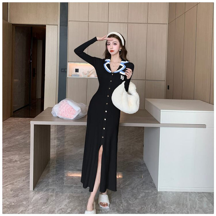 【dress】ボタンデザインニットワンピース　M18535