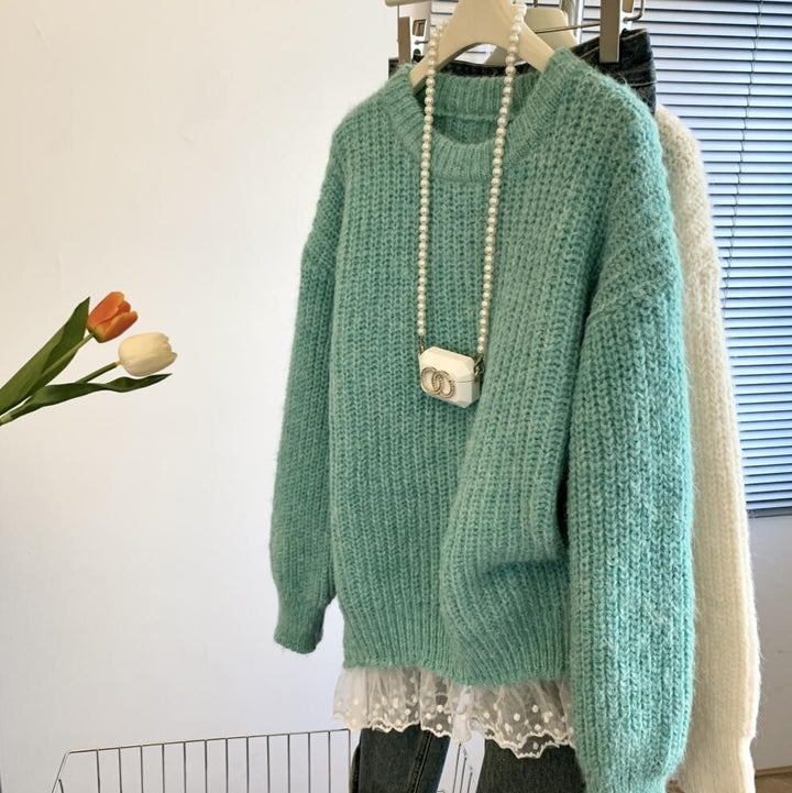 【tops】レース切り替えニットセーター　M29275