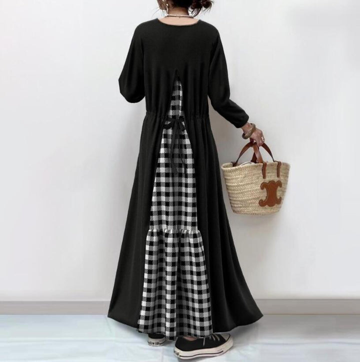 【dress】チェック柄切り替えワンピース　M26828