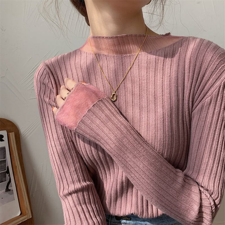 【tops】チュールドッキングニットトップス　M26543