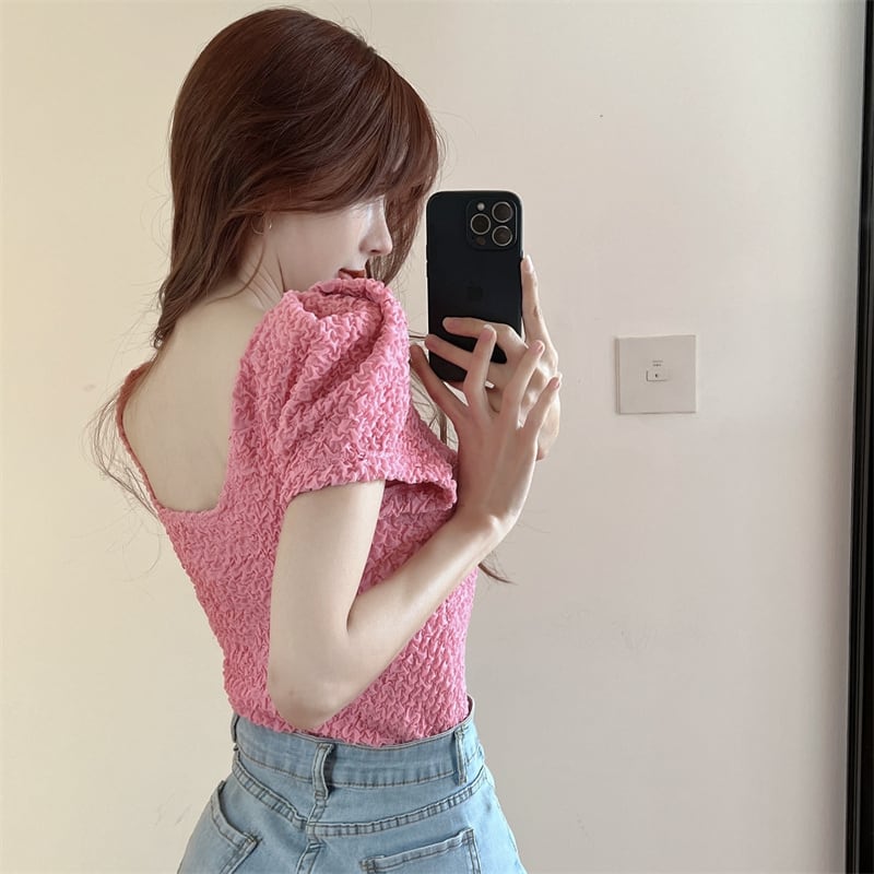 【tops】パフスリーブTシャツ　M25094