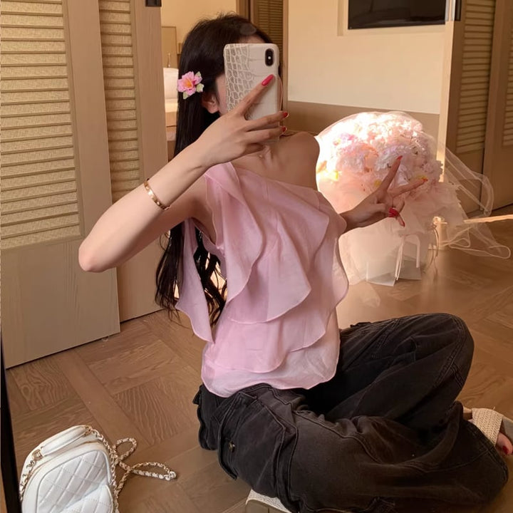 【tops】ワンショルダーフリルトップス Q8329