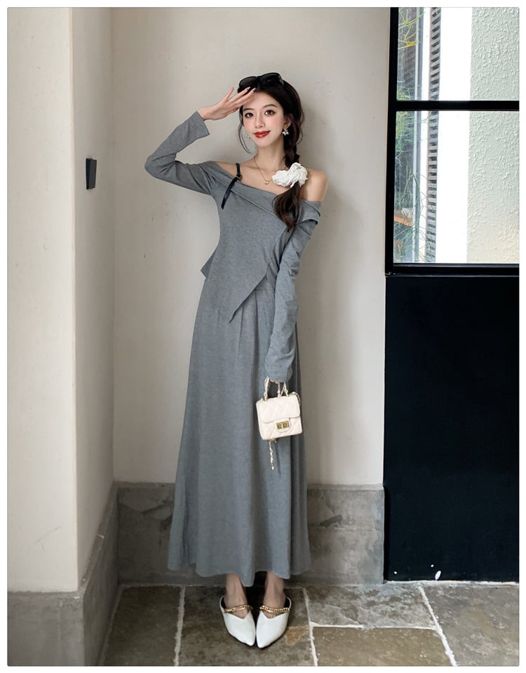 【set】不規則 イレギュラーTシャツ+スカートセット　M26555