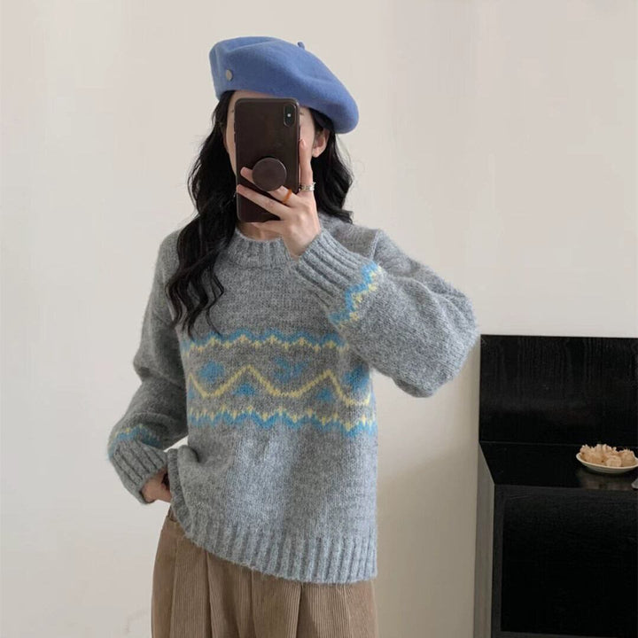【tops】ジャカードニットセーター　M27175