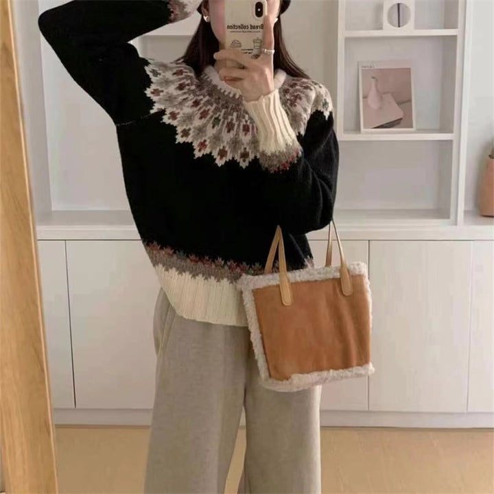 【tops】ジャカードニットセーター　M27138