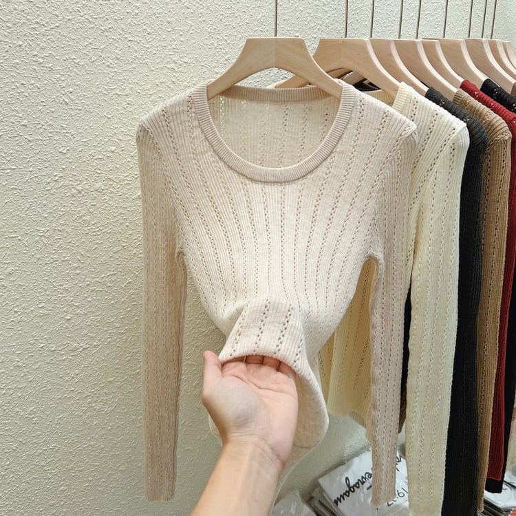 【tops】カットワークニットトップス　M26513