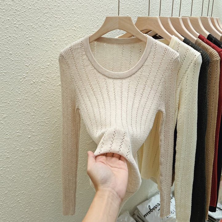 【tops】カットワークニットトップス　M26513