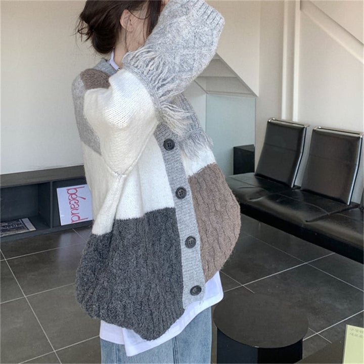【outer】ドッキングVネックニットカーデ　M17943