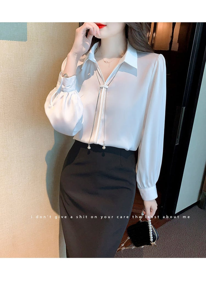 【tops】早い者勝ちOL、通勤シャツトップスゆったり　M17060
