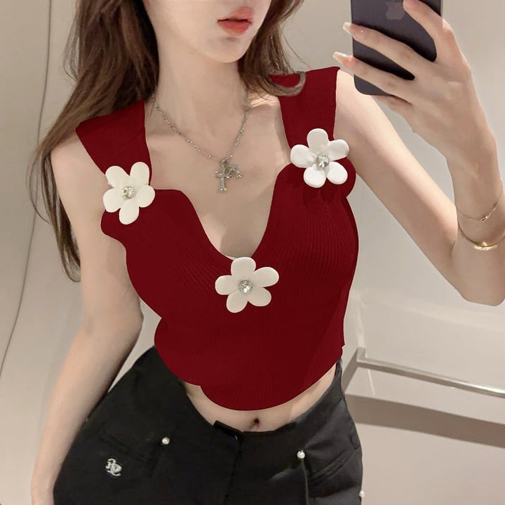 【tops】ニットノースリーブトップス　M30097
