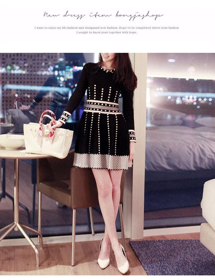 【dress】クルーネックニットワンピース　M17930