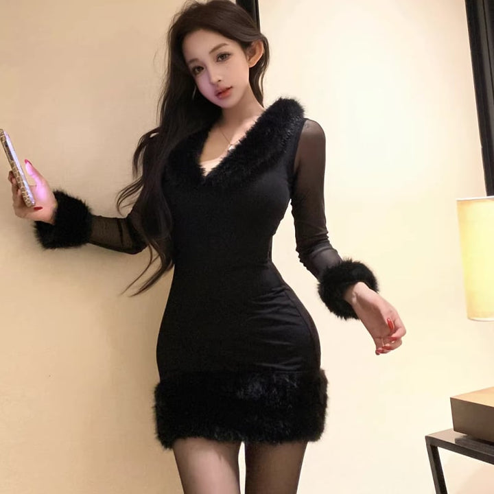 【dress】ファードッキングタイトワンピース Q7806