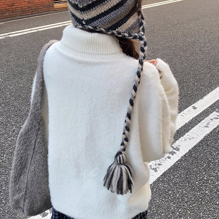 【tops】ハイネックニットトップス Q7393