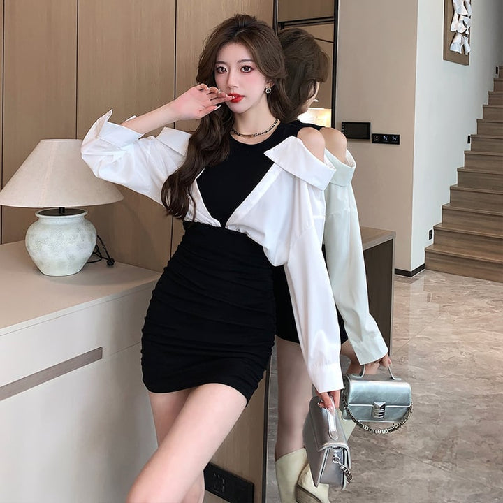 【dress】人気を独占中 ファッション切り替えワンピース　M17637