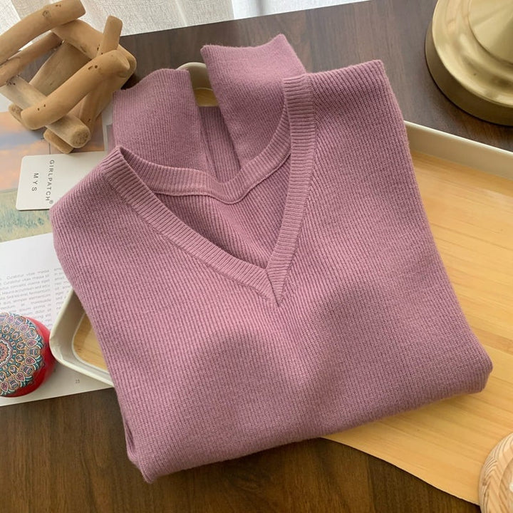 【tops】Vネックニットトップス　M26835