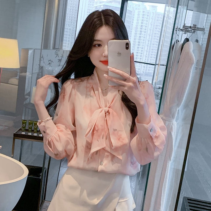 【tops】リボン付きシャツトップス　M21687