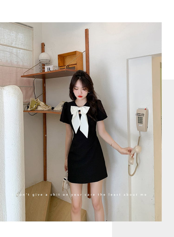 【dress】人気アイテム ! リボン付きデートワンピース　M17233