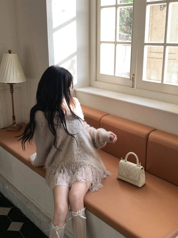 【tops】キラキラフリンジニットセーター　M27619