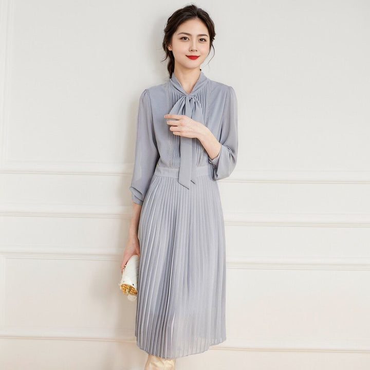 【dress】プリーツリボン付きワンピース　M29679