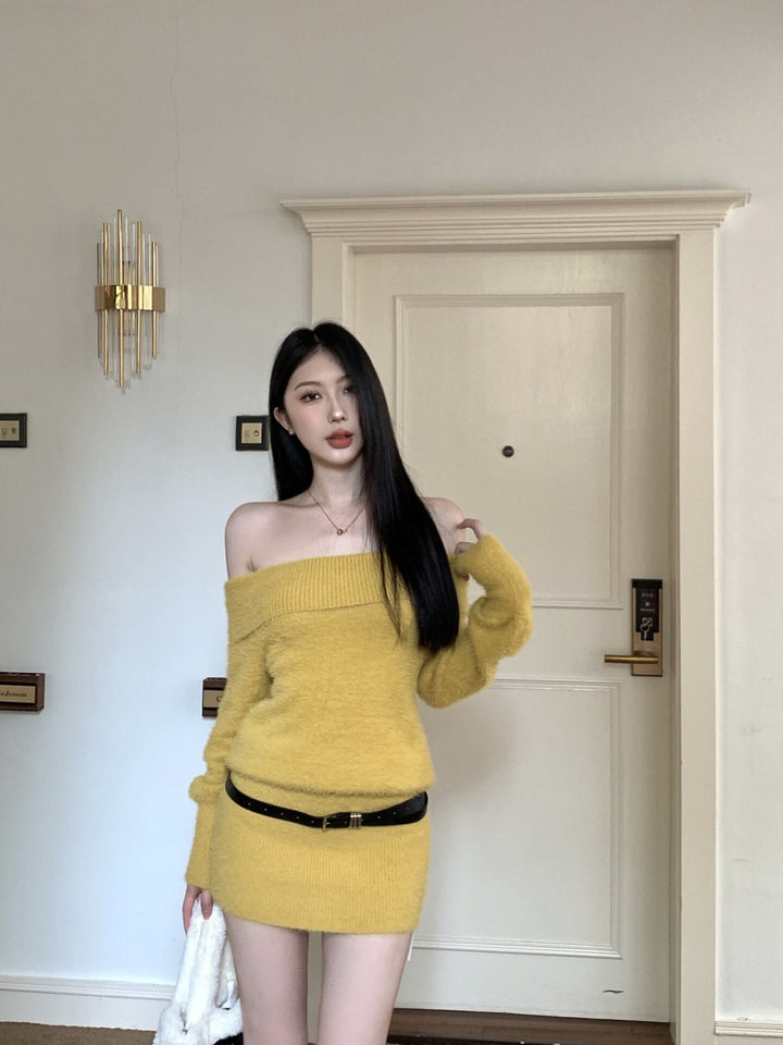 【dress】ボートネックニットワンピース　M28331