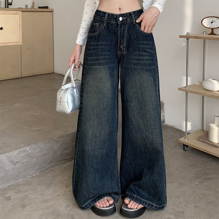 【bottoms】ハイウエストデニムワイドパンツ　M29851