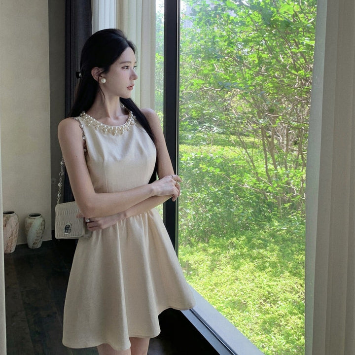 【dress】ノースリーブパールワンピース　M24545