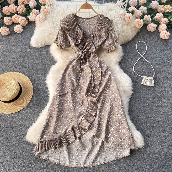 【dress】優しい雰囲気スウィート花柄ワンピース着瘦せ　M17382