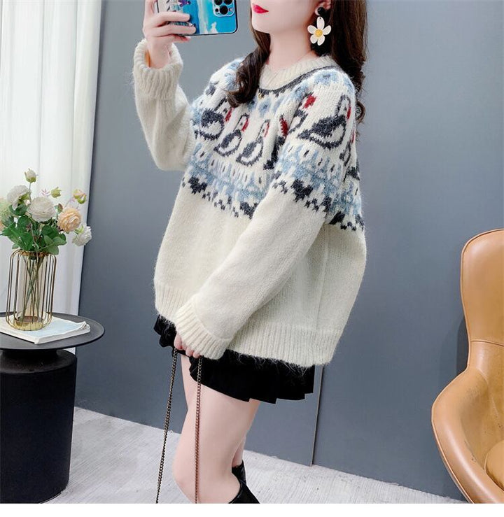 【tops】ジャカードニットセーター　M27647