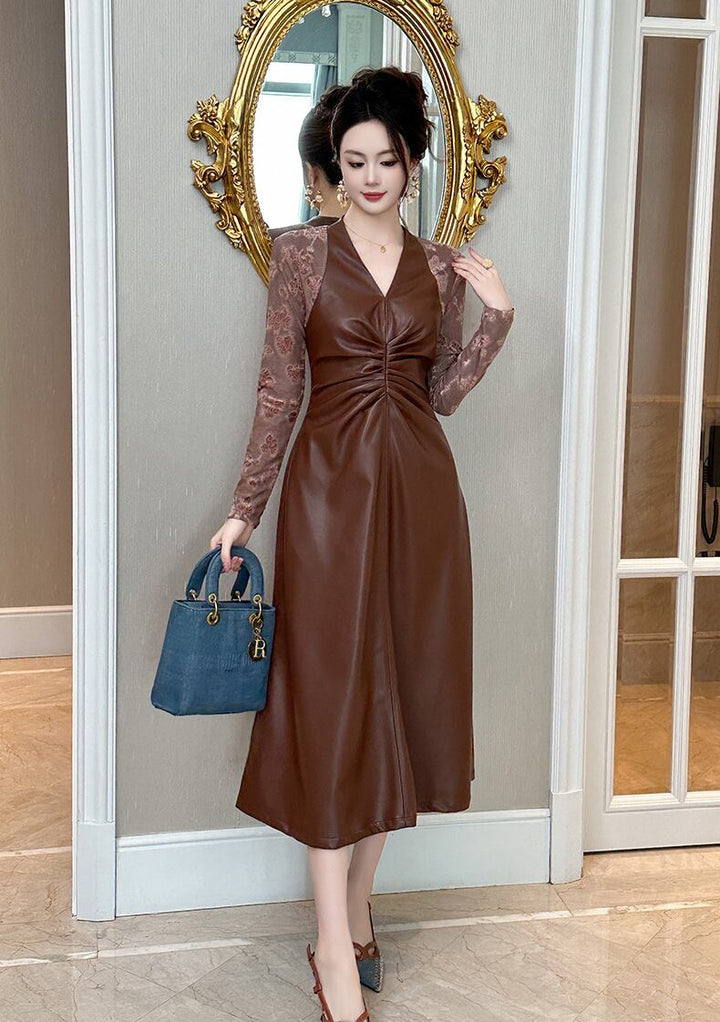 【dress】ドッキングPUワンピース　M28093