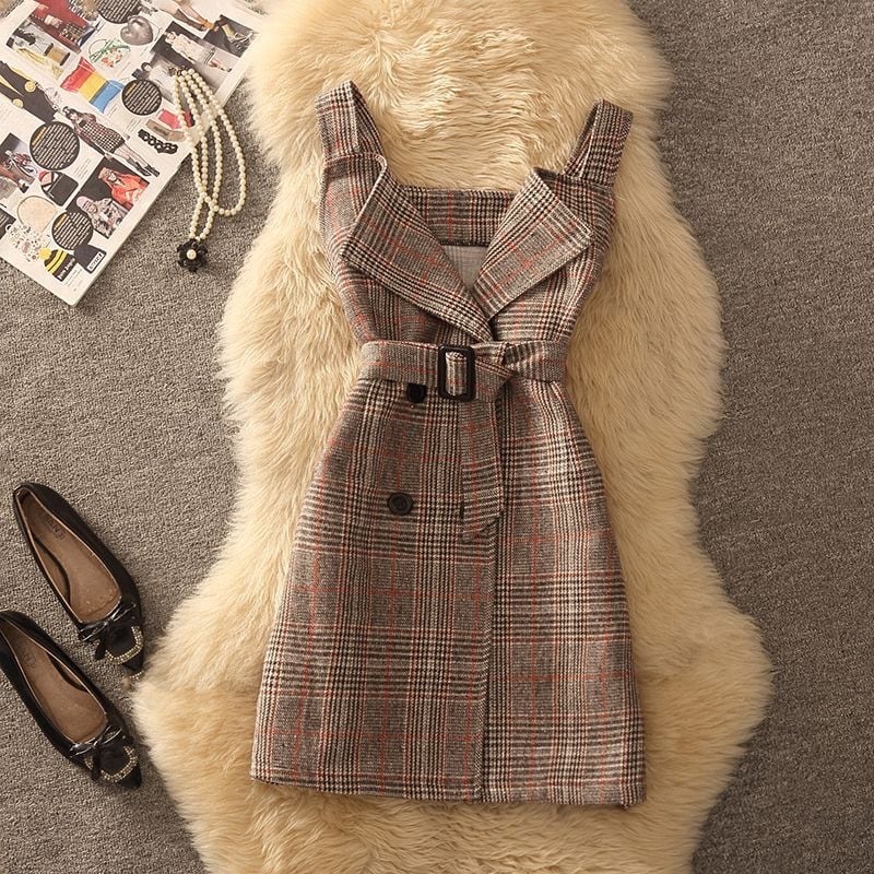 【dress】チェック柄キャミワンピース　N2257