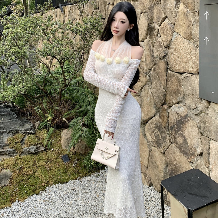 【dress】レースチュールドッキングワンピース　M27960