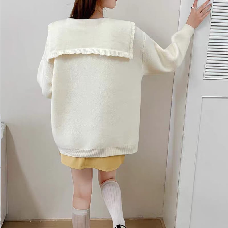 【tops】ピーターパンカラーニットトップス Q8068