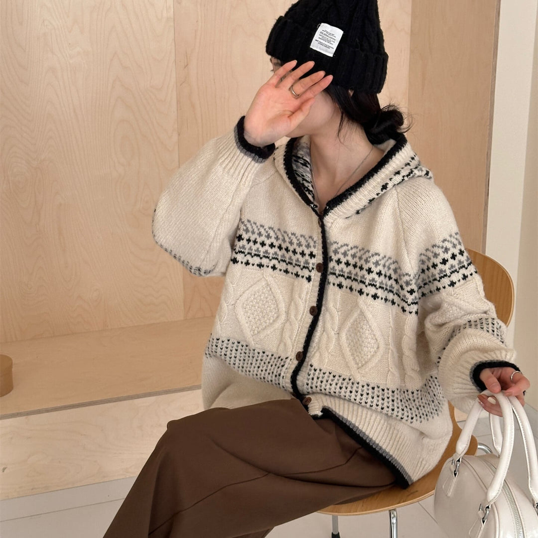 【outer】ジャカードニットカーデ　M27112