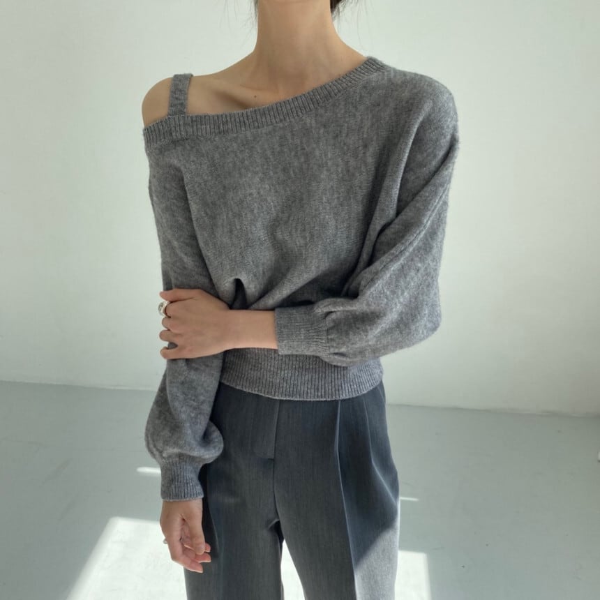 【tops】オフショルダーニットセーター　M18161