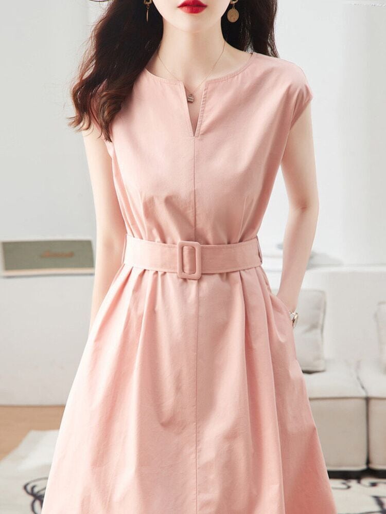 【dress】話題沸騰中 オシャレシンプルノースリーブワンピース　M16855