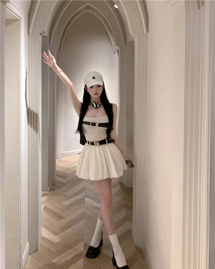 【dress】ベルト付きキャミバルーンワンピース Q8331