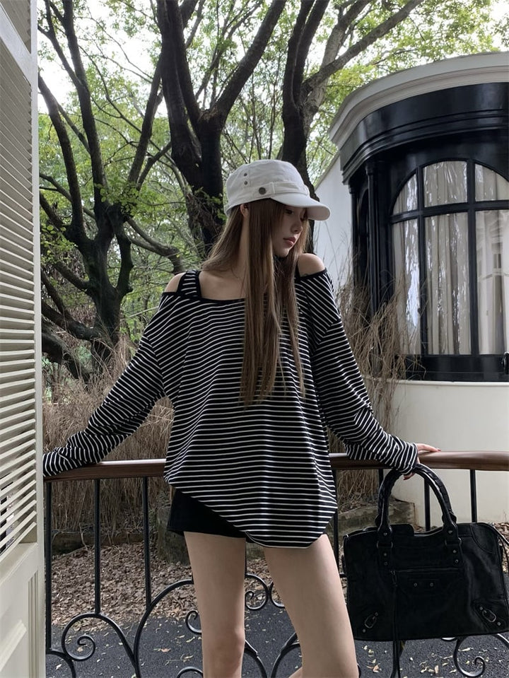 【tops】ボーダー柄長袖Tシャツ　M26180