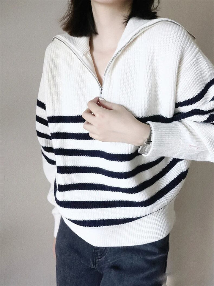 【tops】ボーダー柄ニットセーター　M18703