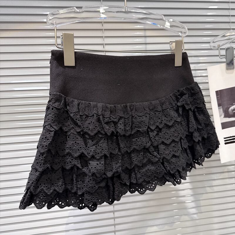 【bottoms】レースティアードスカート Q7455