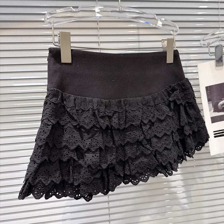 【bottoms】レースティアードスカート Q7455