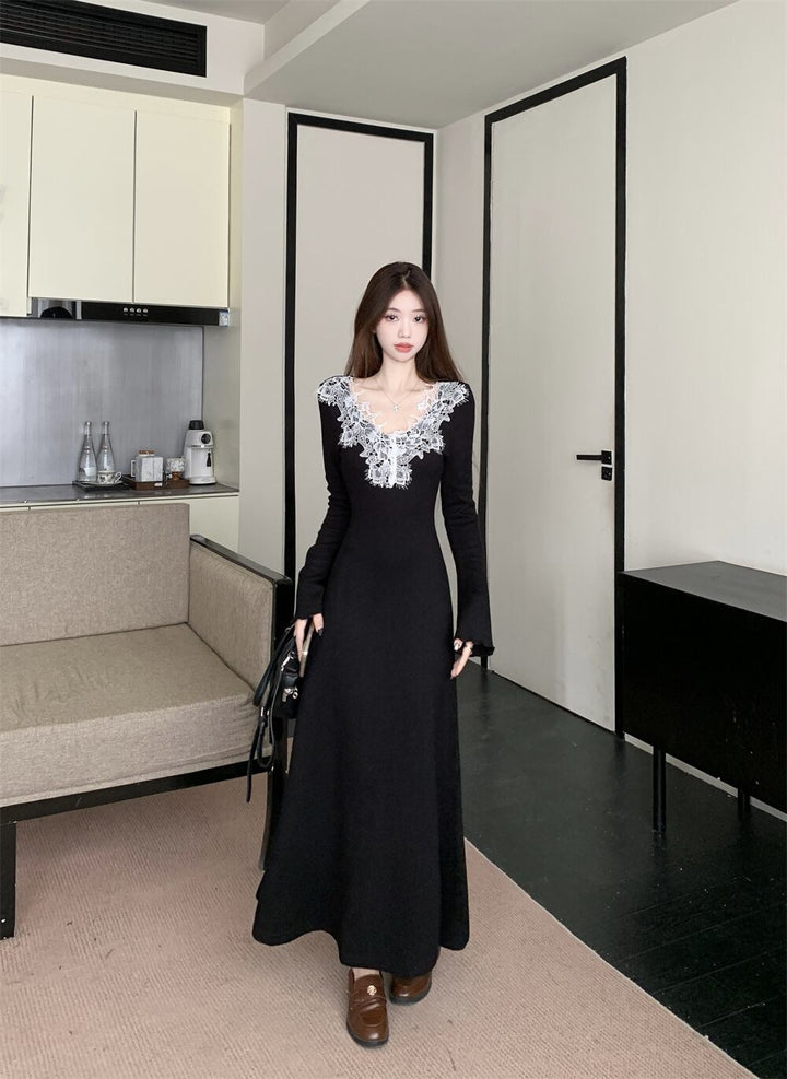 【dress】レースカラーニットワンピース　M27983