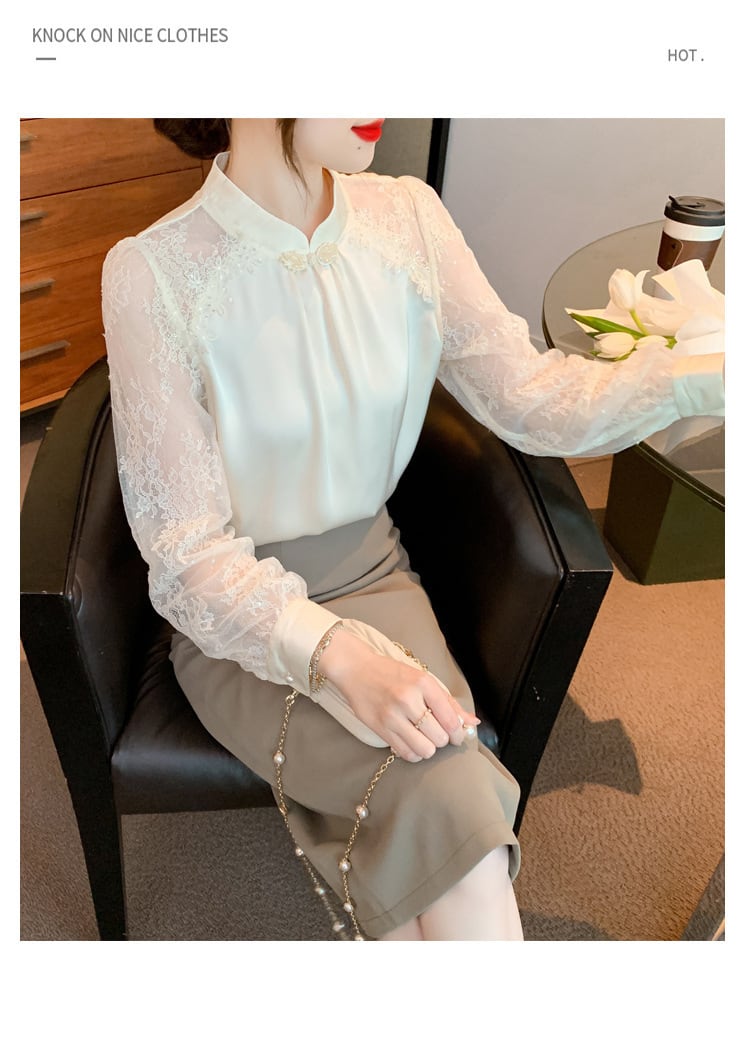 【tops】今季マストバイエレガントレースシャツトップス　M16981