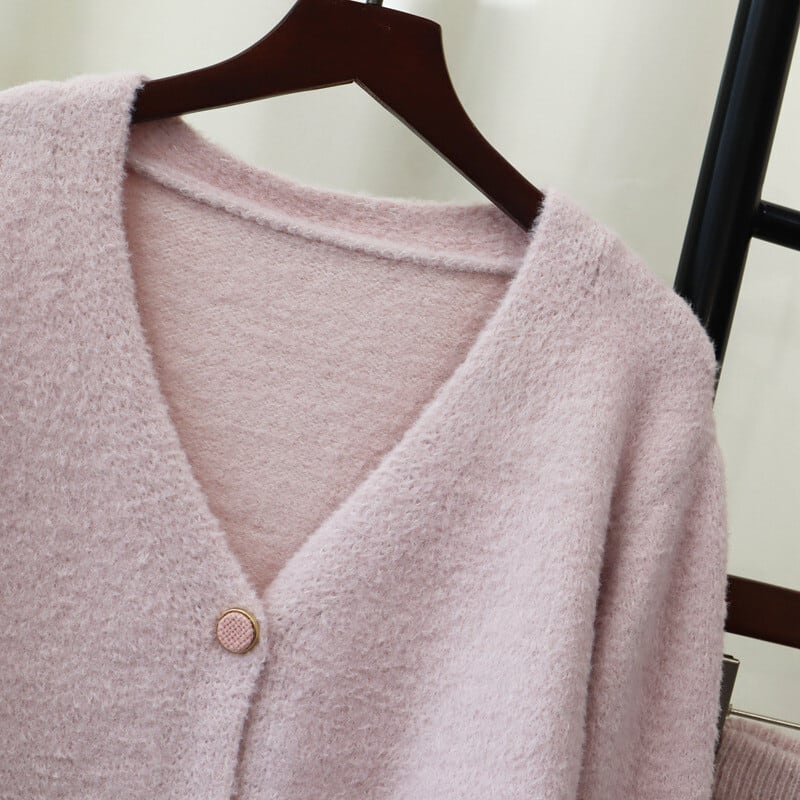 【set】Ⅴネックカーディガン×スカートセット　N2758