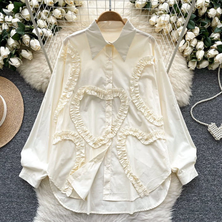【tops】フリル人気デザインシャツブラウス　M29782