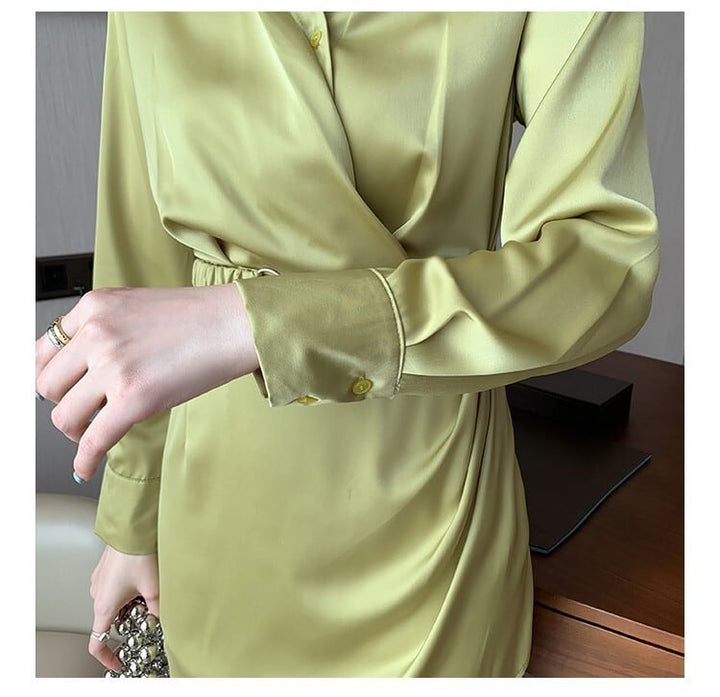 【dress】流行に流されないシャツワンピース着瘦せ　M17099