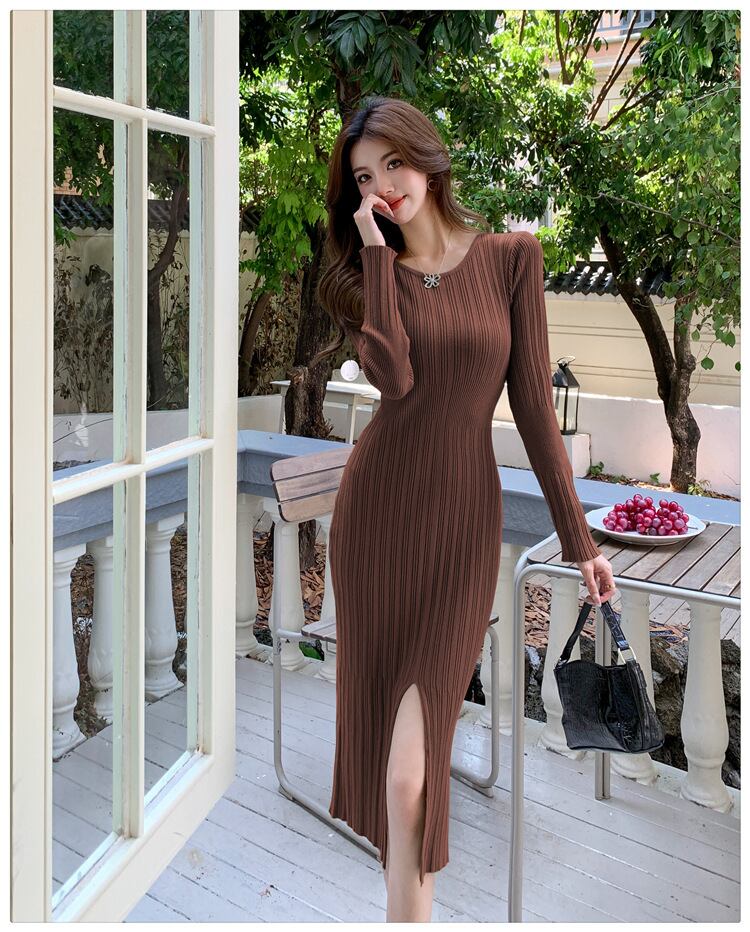 【dress】スリットニットワンピース　M27482