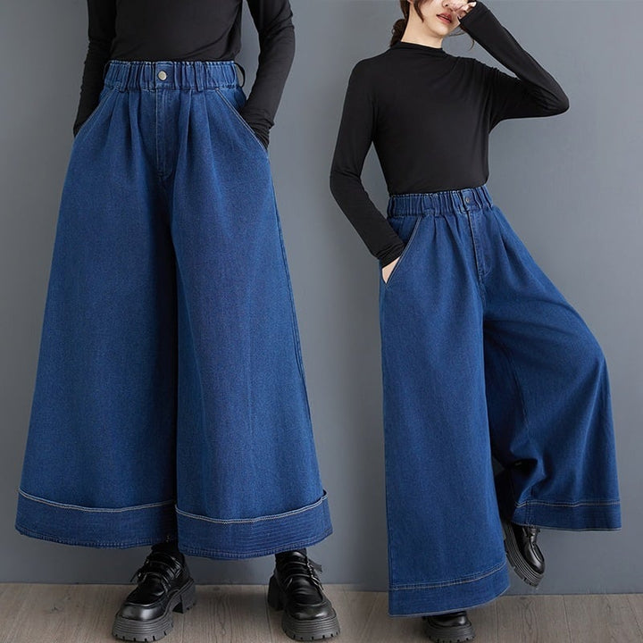 【bottoms】デニムワイドパンツ　M29432