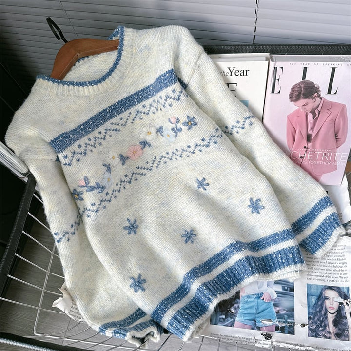 【tops】刺繍ニットセーター　M27374