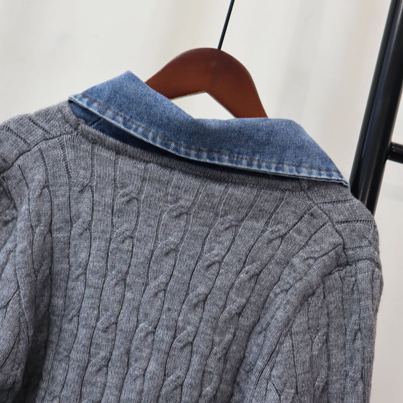 【outer】デニム切り替えニットカーデ　M28583